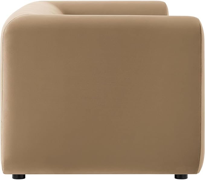 Modway Leif Performance Velvet Upholstered Sofa – 89 Inch Modern Tuxedo Sofa – Comfy 3 Seater Velvet Couch