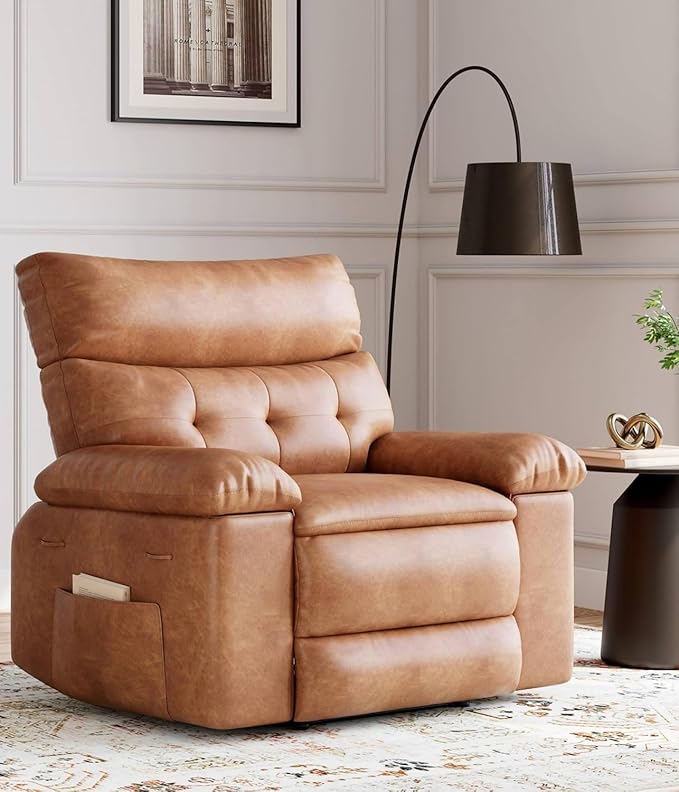 Oversized Recliner Chair for Adult150°Recliner Chairs Ergonomic Nursery Chairs Extra Wide Manual ReclinersPU Leather Upholstery Soft Sofa Chair for LivingroomRetro
