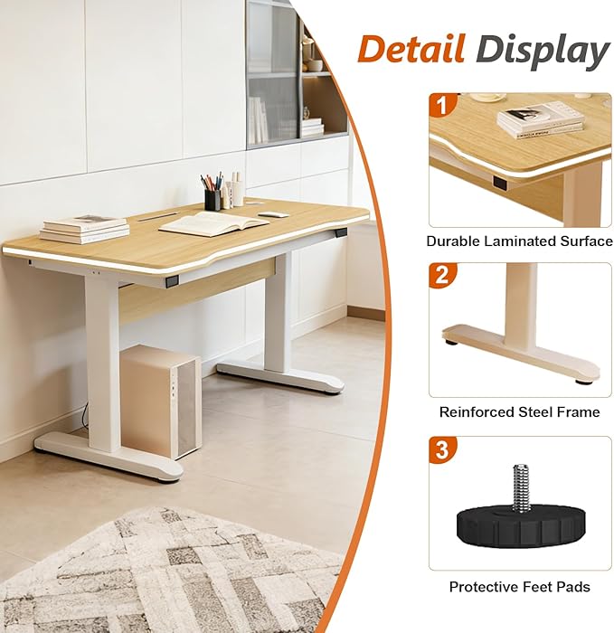 Gaming Desk Modern Simple Style Computer Desk with Sturdy Desktop for Home Office Bedroom Study Home Office Desk with Black Desktop Easy Assembly