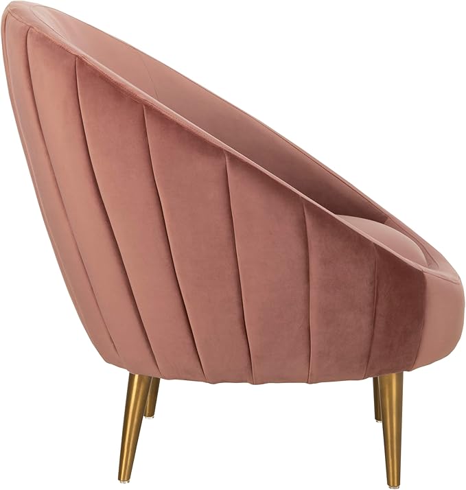 Safavieh Couture Home Razia Retro Glam Dusty Rose Pink Velvet Channel Tufted Tub Chair