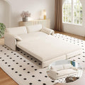 66 Queen Size Sofa Bed 3 in 1 Convertible Pull Out Sleeper Sofa with Thicked Cushions and Side Storage Velvet Loveseat Couch for Home Living Room Bedroom Apartment Lounge Small Spaces Beige