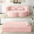 2 in 1 Convertible Folding Sofa Bed Plush Corduroy Lazy Lounge Sofabed Foam Folding Floor Sofa Bed 78 Full Size Memory Foam Couch for Living Room Guestroom No Assembly Sofabed (Baby Pink)