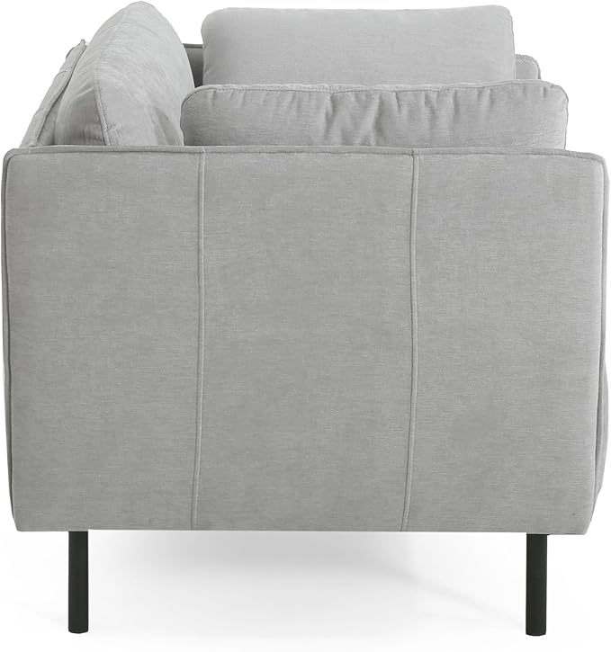 Christopher Knight Home Pauls Vintage Lounge Chair with 2 Side Pillows Upholstered Fabric Accent Chair Living Room Home Office Plush Seating Solid Wood Frame and Steel Legs Gray