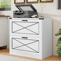 Vabches Lateral File Cabinet with 2 Drawers Farmhouse Filing Cabinet Office File Cabinet with File Drawers Wood Rustic Storage Cabinet File Organizer for Home Office Living Room White