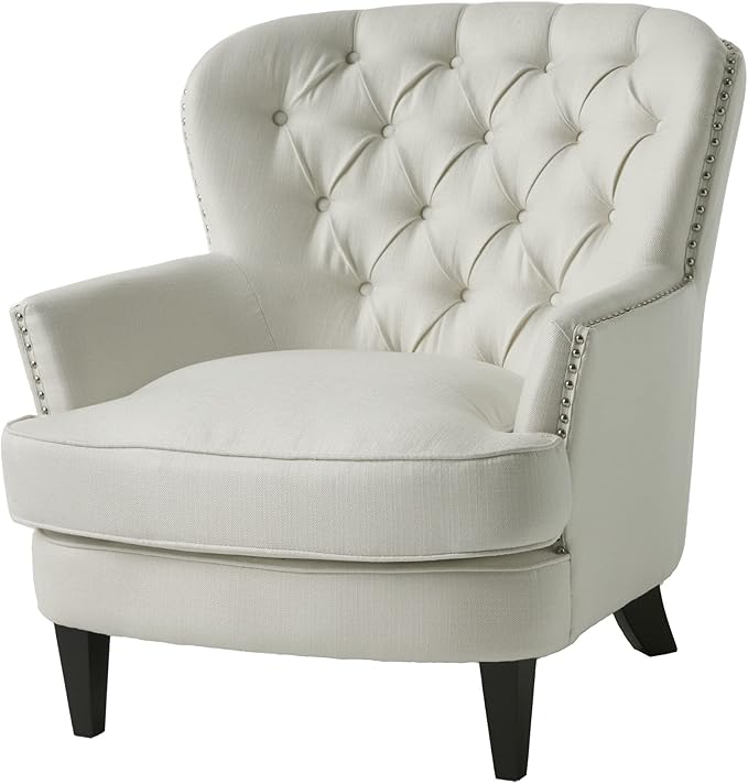Christopher Knight Home Tafton Fabric Club Chair Ivory 35.25D x 33W x 33.75H in
