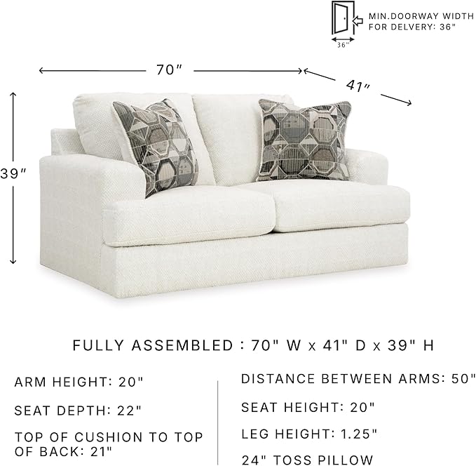 Signature Design by Ashley Karinne Coastal Loveseat with Non-skid Legs White