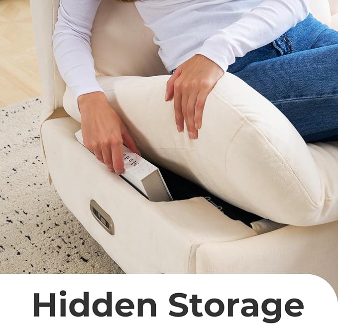 Oversized Power Recliner Chair for Adults270°Swivel Rocker Recliner with USB PortElectric Glider Recliner Chair with StorageOversized Armless Recliner with Phone HolderBeige
