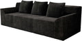71 Small Boneless Couch Corduroy 3 Seater Couch for Living Room with 3 Pillows &amp Armrests Deep Seat Sofa for Small Spaces Apartment﻿ (Black) | Small Boneless Couch