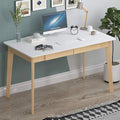 ECACAD Computer Desk with 2 Drawers 47” Home Office Desk Writing Study Working Table for Bedroom White