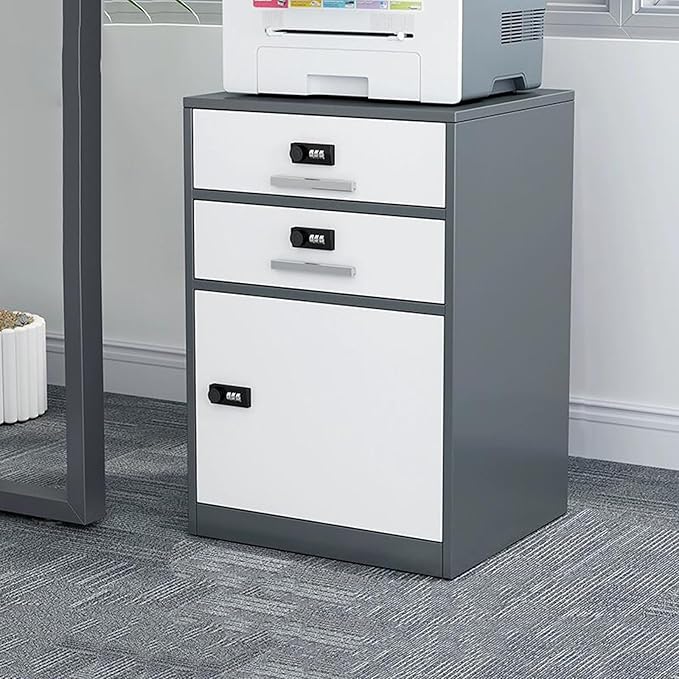 Under Desk Filing Cabinet Small Cabinet with Locking Drawer Cabinet File Information Cabinet Tin File Cabinet (Color : Grey)