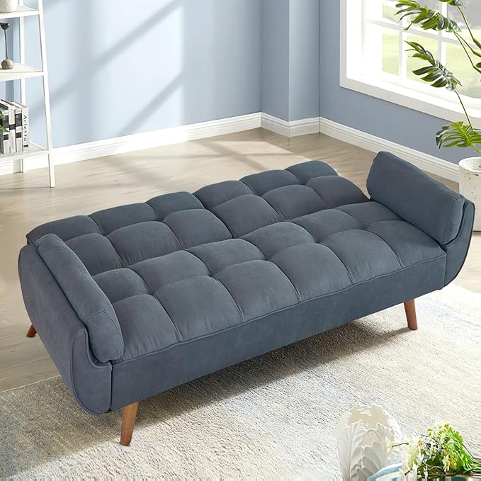 Convertible futon Sofa Bed Sleeper Sofa Bed with Adjustable backrest Small Space Small Sofa Living Room Bedroom (Dark Gray)