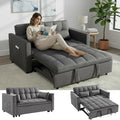 70 3 in 1 Pull Out Couch Loveseat Sleeper Sofa with Side Pockets Convertible Velvet Fabric Sofa Bed for Living Room Bedroom Apartment Easy Assembly Grey