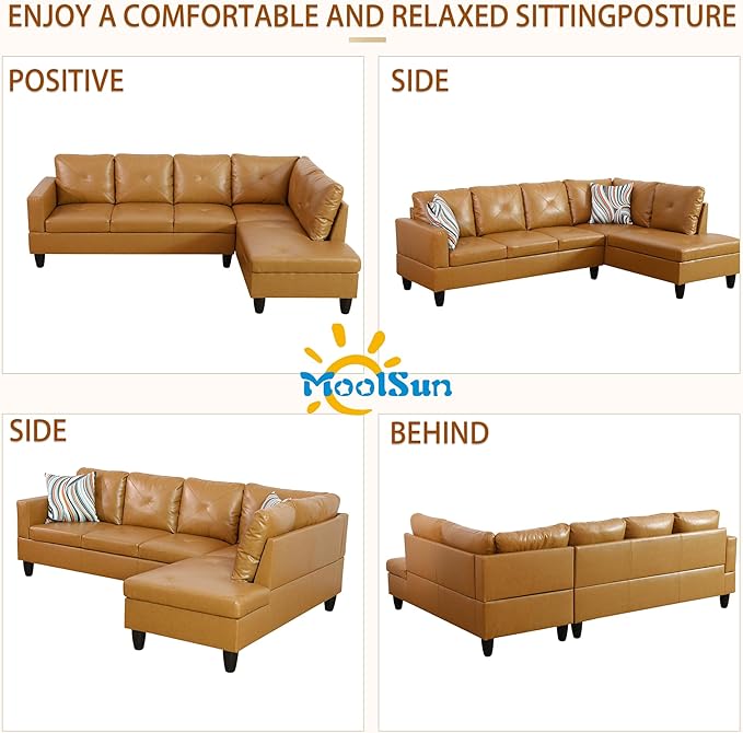 L-Shaped Combination Sofa Set Luxurious Synthetic Leather Living Room Sofa Suitable for Living Rooms Bedrooms Apartments and Offices