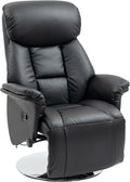 HOMCOM Swivel Recliner Chair PU Leather Reclining Chair with Retractable Footrest Padded Arms for Living Room -Black