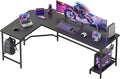 Mericonia 66 inch Large L Shaped Desk Simple Corner Gaming Desk with CPU Stand &amp Hooks Computer Desk for Home Bedroom &amp Office Workspace Black