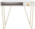 SAFAVIEH Home Office Collection Raveena White Wash and Brass 1-Drawer Hairpin Leg Desk