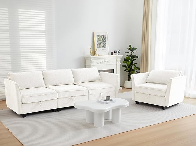 ORRD 2 Piece Modular Sectional Sofa Set Convertible Couch with Storage Sofa Modular for Living Room Office (Beige)