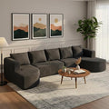 144 Modular Sectional Sofa No Assembly Required U-Shaped Cloud Couch with Chaise Modern Curved Boneless Sofa in Luxurious Boucle Fabric Deep Seats Memory Foam (Dark Grey) | Zero-Assembly Design