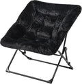 OAKHAM Comfy Chair for Adults Soft Faux Fur Folding Lounge for Bedroom Living Room Dorm Rooms Flexible Reading Chair for Teens Kids X-Large Foldable (Faux Fur-Black)
