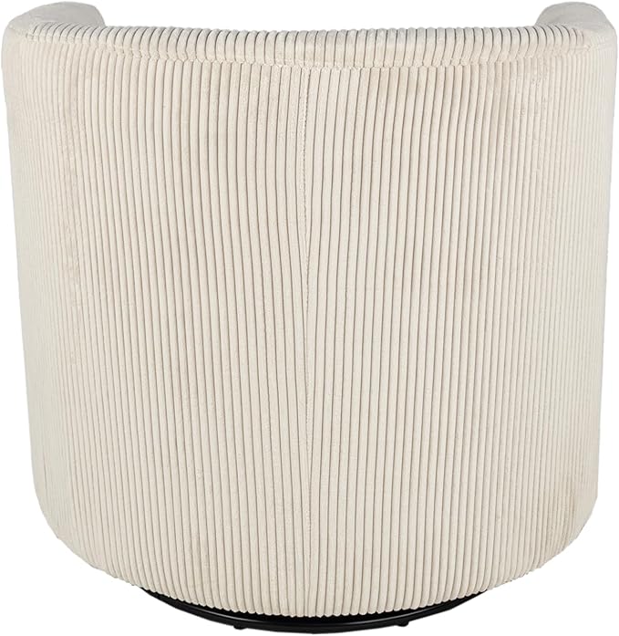 Corduroy Swivel Chair with U-Shaped Back 360° Rotating Accent Chair Fully Assembled Modern Barrel Chair for Living Room Bedroom Reading Nookc (Beige)