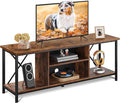 WLIVE Industrial TV Stand for Up to 65 inch TV Heavy-Duty Metal Frame Entertainment Center with Adjustable Shelves &amp Cable Management Media TV Console for Living Room Bedroom Rustic Brown