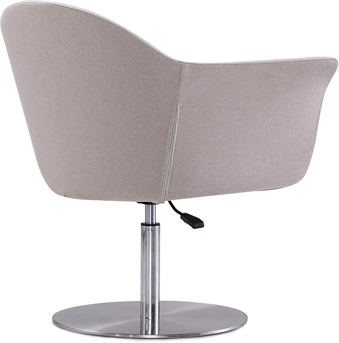 Manhattan Comfort Voyager Adjustable Swivel Accent Chair Set of 2 with 360° Turn Mid-Century Modern Design Woven Upholstery and Removable Cushion Ideal for Living Room or Home Office Barley