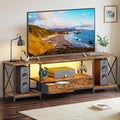LED TV Stand with 2 Fabric Drawers for 65 60 55 Inch TV Entertainment Center TV Stands for Living Room Bedroom TV Media Console Table with Storage Shelves 55 Rustic Brown