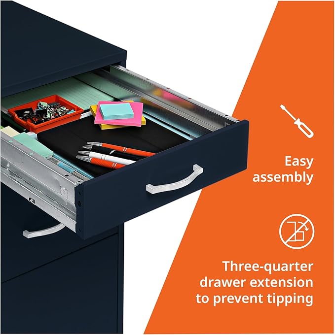 LYS SOHO Box/File/File Mobile Navy File Cabinet 3 Drawer
