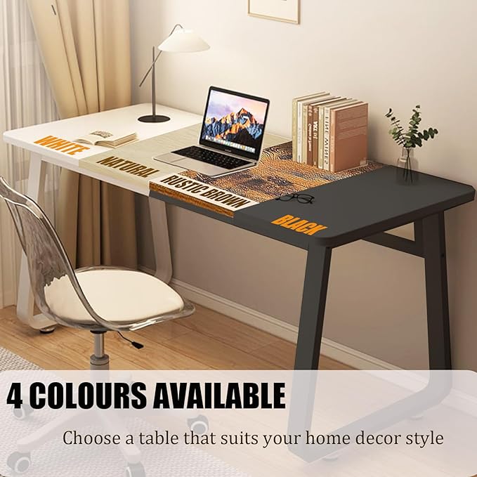 Small Office Computer Desk Writing Desk Waterproof and Scratch-ResistantSturdy Study Writing Desk with Wooden Tabletop and Metal Frame for Bedroom