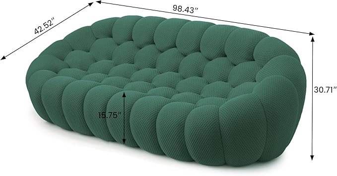 WJShome Modern Bubble Sofa Couch 98.43 Curved Sofas for Living Room Boneless Large Bean Bag ChairDeep Seat 3 Seater Floor Sofas Chair Lounge for HomeGreen