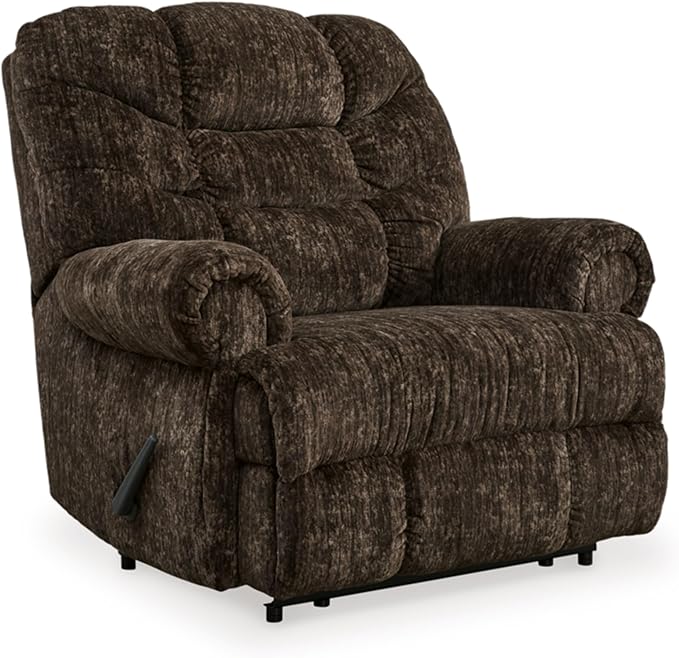 Signature Design by Ashley Movie Man Classic Tufted Velvet Manual Zero Wall Recliner Dark Brown