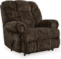 Signature Design by Ashley Movie Man Classic Tufted Velvet Manual Zero Wall Recliner Dark Brown