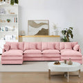 130 Pink Modular Sectional Sofa with Movable Ottoman Convertible L Shaped Chenille Cloud Couch Oversize Comfy 4-Seater Deep Seat Sofa Couches for Living Room Apartment (Pink 130)