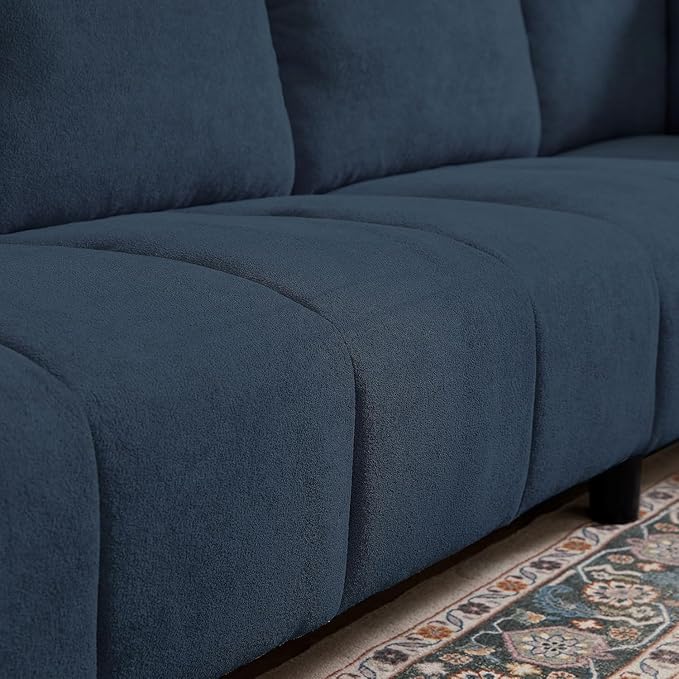 102 Convertible Sectional Sofa Couch L Shaped Couch with Back Cushions Modern Upholstered 6-Seat Reversible Sofa Set for Living Room Apartment Office Blue