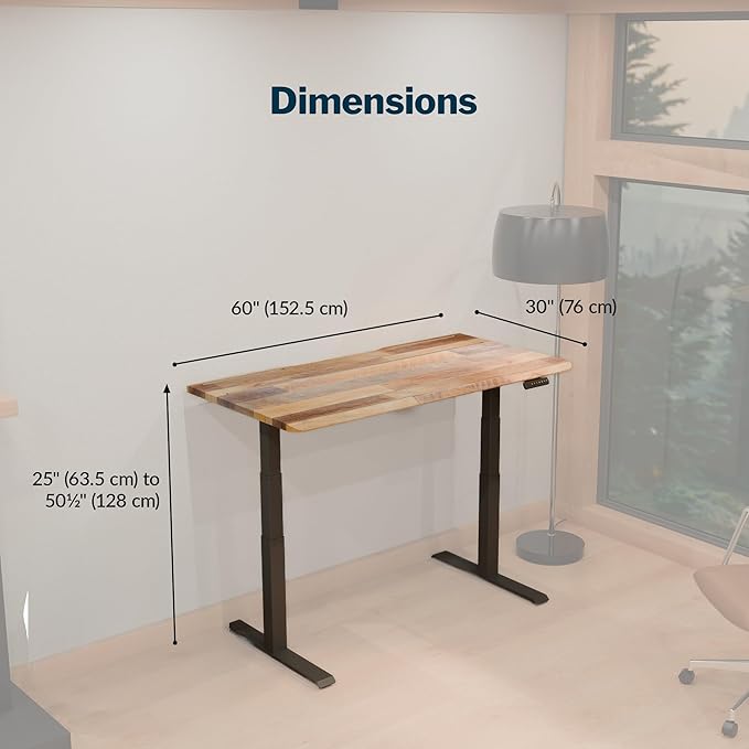 Vari ComfortEdge 60x30 Adjustable Electric Standing Desk with TechTrack - Sit Stand VariDesk with Memory Presets Included Phone Stand &amp Shelf 200 LB Capacity Tool-Free Assembly (Reclaimed Wood)
