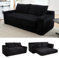 2-in-1 Loveseat Sofa with Pull-Out Bed 70.87 Sleeper Sofa with Comfy Cushions Corduroy Upholstered 2-Seater Cloud Sofa for Living Room Apartment and Small Spaces No Assembly (Black)