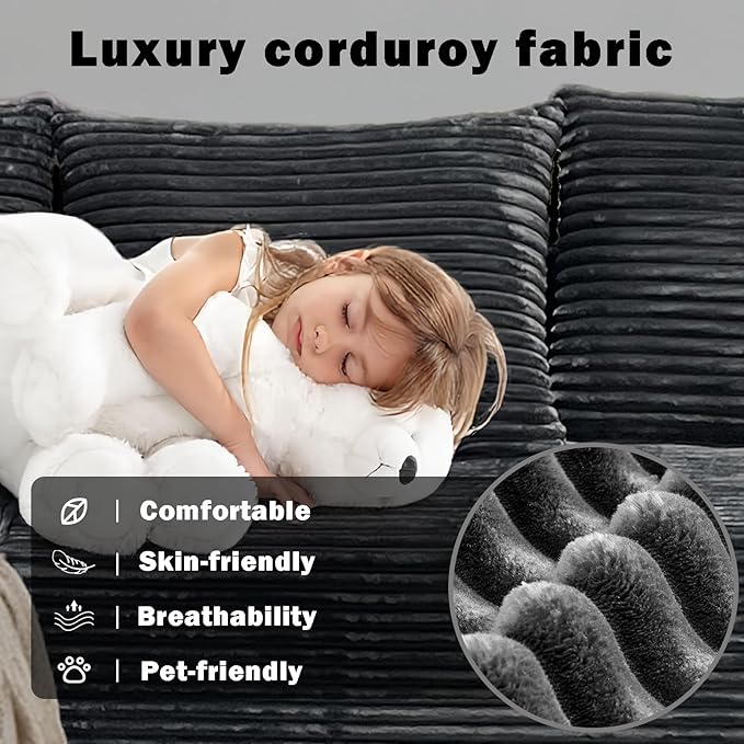106 Modular Cloud Sectional CouchL-Shaped Couch No Assembly Required for Living Room and Bedroom Left/Gray