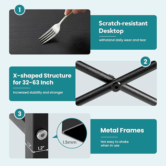 OLIXIS Small Computer Desk 32 Inch Home Office Writing Desk for Small Spaces Study Table with X-Shaped Reinforcement Sturdy Bedroom Table with Scratch-Resistant Tabletop &amp Metal Frame Black