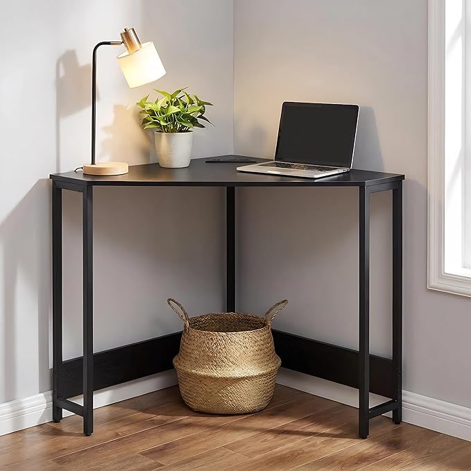 Gdrasuya10 Corner Desk With USB Power Outlets - Small Computer Workstation for Home Office Living Room Bedroom - Black Triangle Storage Writing Table for Small Spaces
