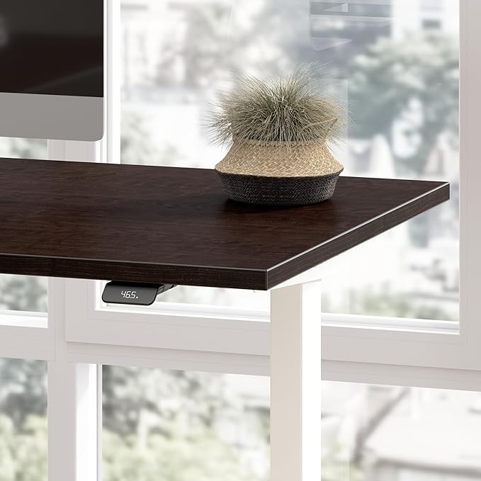 Bush Business Furniture 48-inch Electric Height Adjustable Standing Desk Ergonomic Sit-Stand Computer Table for Home and Professional Office Move 40 Series Mocha Cherry with White Base