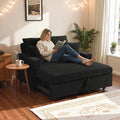 3 in 1 Convertible Sofa Bed52.8 Pull Out Couch with 2 Pillows and Side PocketsModern Corduroy Fabric Sleeper Loveseat with Adjustable Backrest for Living Room Bedroom Apartment (Black Corduroy)
