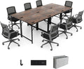 32 Inch Computer Desk Set of 6 Modern Writing Desk with Heavy-Duty Metal Frame Storage Bag &amp Charging Station Rectangular Home Office Workstation Table for Conference Study &amp Meeting Room