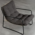 Modern Accent Chair Living Room Chair with Metal Frame &amp Armrest Comfy Reading Chair Leisure Sofa Armchair with Soft Cushion for Bedroom Balcony Lounge Reading Room Grey