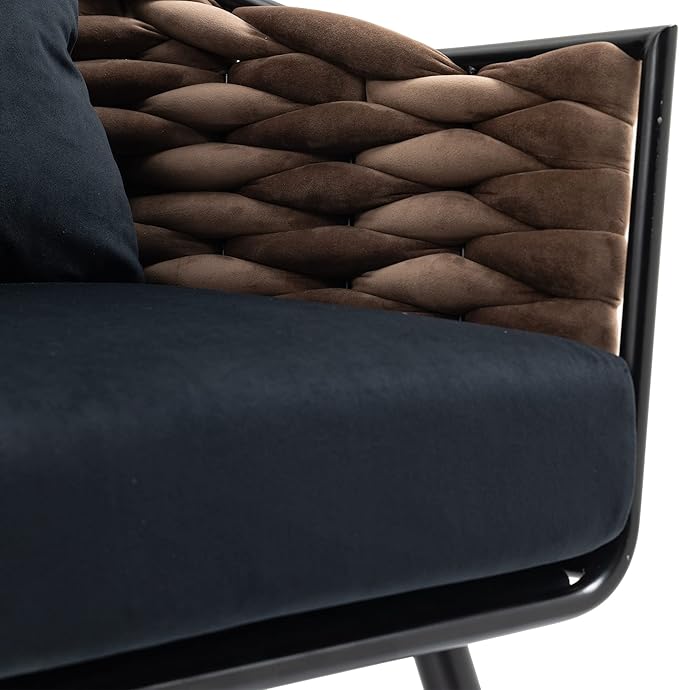 Velvet Accent Chair Modern Upholstered Armchair Tufted Chair with Metal Frame Single Leisure Chairs for Living Room Bedroom Office Balcony