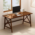 Modern Solid Wood Desk - 54 Simple Computer Table for Home Office Study Writing Workstation in Walnut 54 W x 24 D