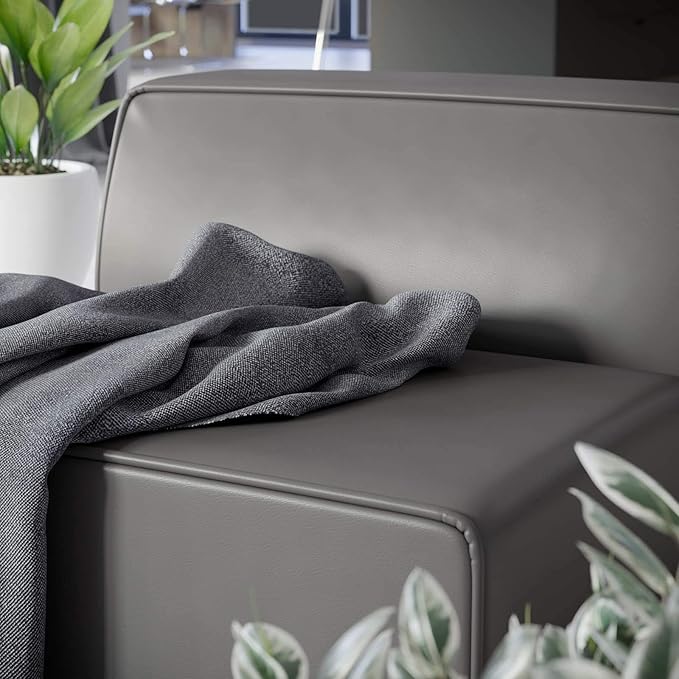 Modway Mingle Vegan Leather Sectional Sofa Armless Chair in Gray