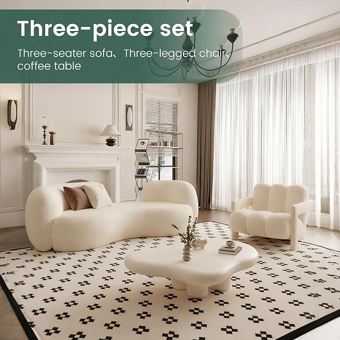 French Cream Style Curved Fabric Sofa Fashion Store Rest Area Beauty Salon Reception and Negotiation Internet Celebrity Style Modern Fashion