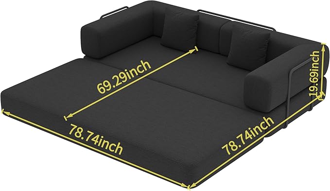 KEIKI Convertible Corduroy Sleeper Sofa Bed with Cylindrical Pillow Folding Floor Mattress Couch with Fixed Shape Frame for Living Room Studio Lounge