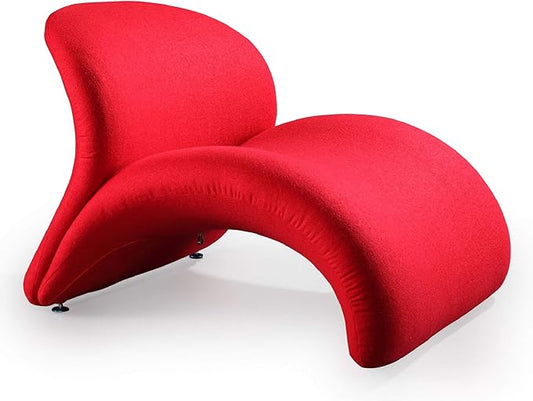 Manhattan Comfort Rosebud Modern Accent Chair Upholstered in Wool Blend Ideal for Pop Living Room Usage Abstract Lounge Seat with Metal Legs Fully Assembled Set of 1 Red