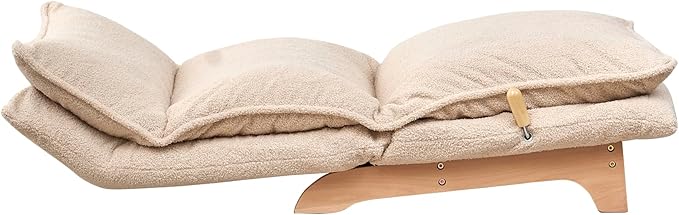 Floor Chair Single Lazy Sofa Leisure Balcony Reclining Japanese Tatami Adjustable Recliner with Ottoman for Living Room Bedroom Indoor Use (Stacked Footstool Beige)